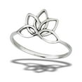 thumbnail image 1 of Intricate Lotus Flower Outline Ring .925 Sterling Silver Band Jewelry Female Male Unisex Size 6, 1 of 4