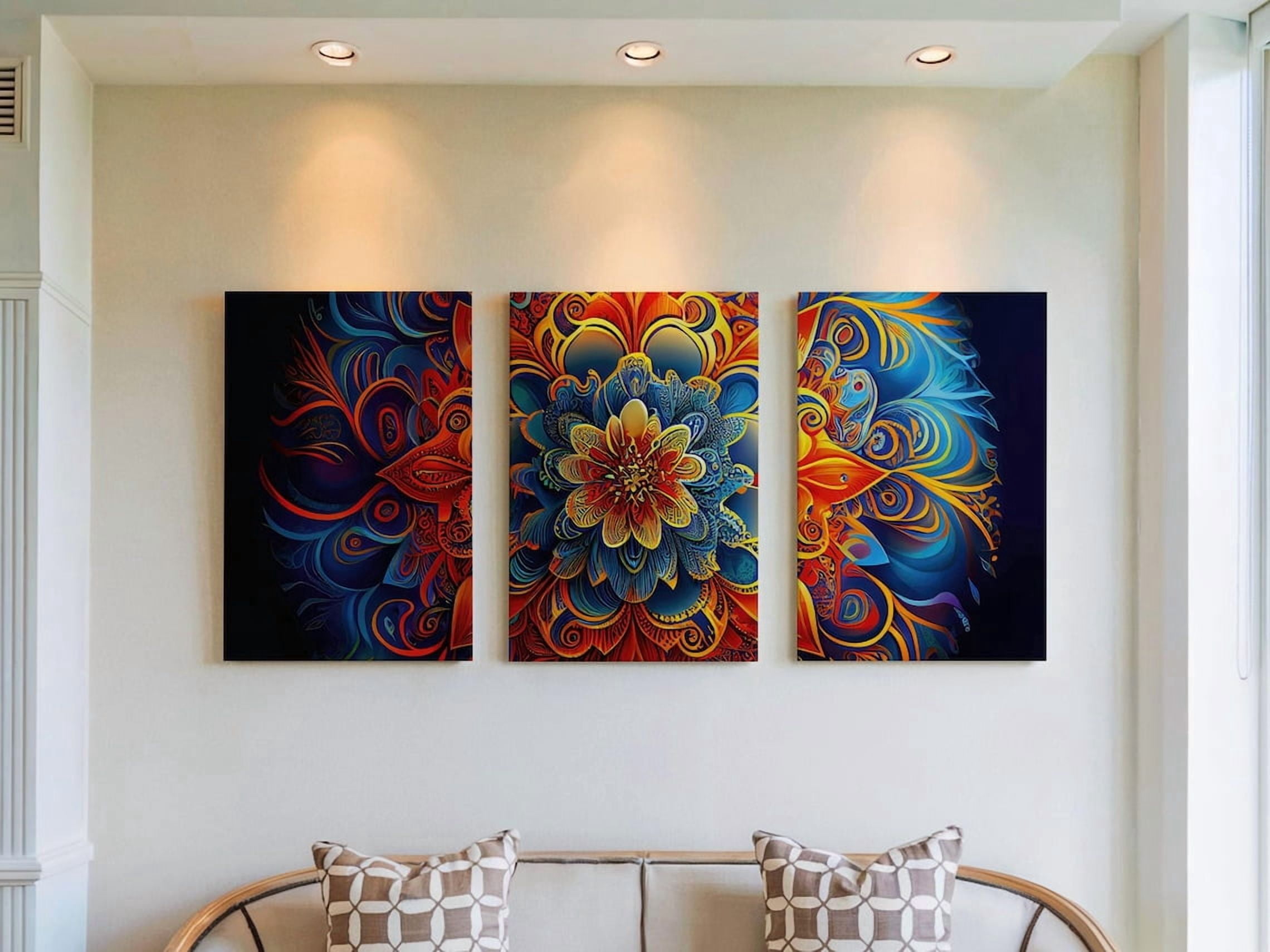 Intricate Mandala Prints Set Of 3, Ornate Floral Geometric Wall Art ...