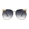thumbnail image 1 of Intricate Metal Jewel Pearl Trim Rimless Metal Rim Butterfly Sunglasses Gold Smoke, 1 of 4