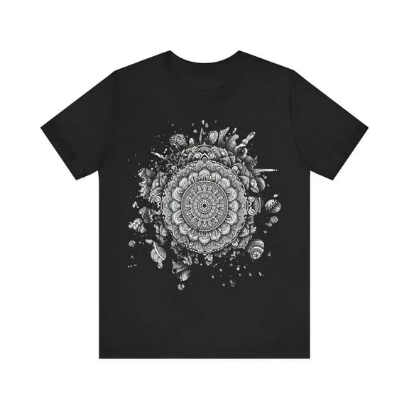 Intricate Monochromatic Mandala Design - Jersey Short Sleeve Tee