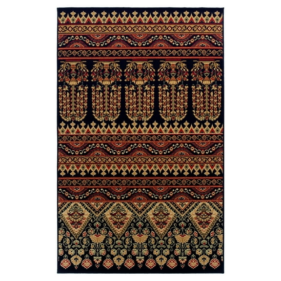 Intricate Ornamental Eclectic Ultra-Soft Indoor Area Rug or Runner, 6' x 9', Black by Blue Nile Mills
