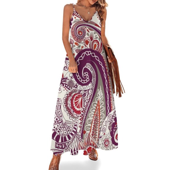 Intricate Paisley Floral Design Pattern Artwork Sleeveless Dress for Women Clothing Female Women's Summer Skirt