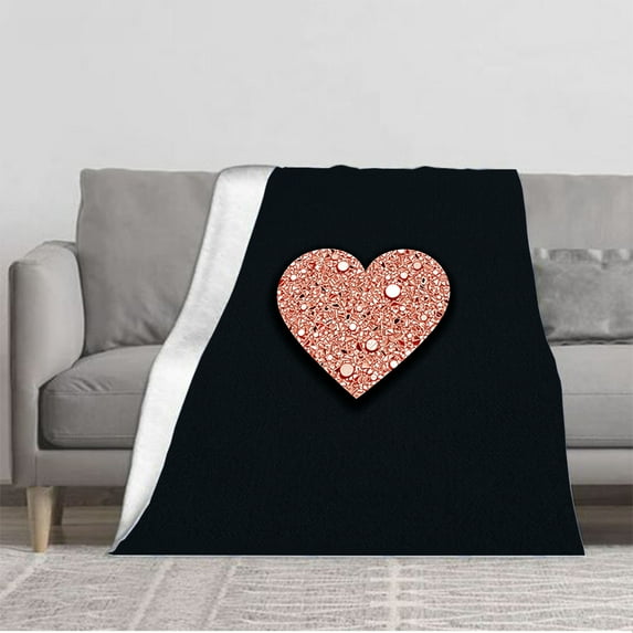 Intricate Patterned Heart Design Flannel Blanket - Soft Cozy and Warm for Sofa Travel Bed and Chair - Modern Artistic