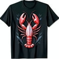 thumbnail image 1 of Intricate Red Lobster Graphic T-Shirt on Black Background with Green Leaves, 1 of 5