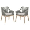 thumbnail image 1 of Intricate Rope Weave Arm Chair with Removable Cushion, Set of 2, Gray- Saltoro Sherpi, 1 of 5