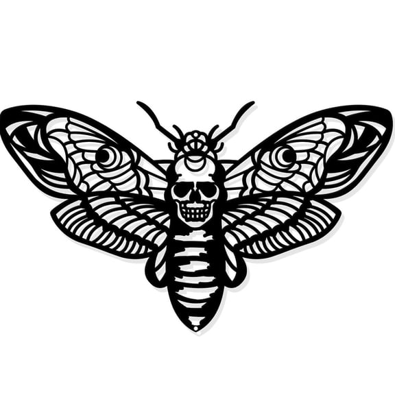 Intricate Skull Moth Wall Art Sticker Decorative Vinyl Decal for Home, Office, or Studio Easy Peel and Stick Design