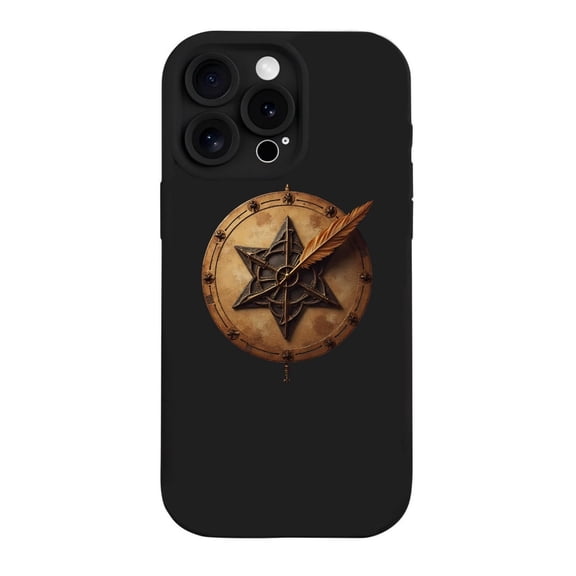 Intricate Spider Web Design iPhone 15 Pro Case - Lightweight Yellowing Resistant Vintage Texture with Quill Pen Symbol