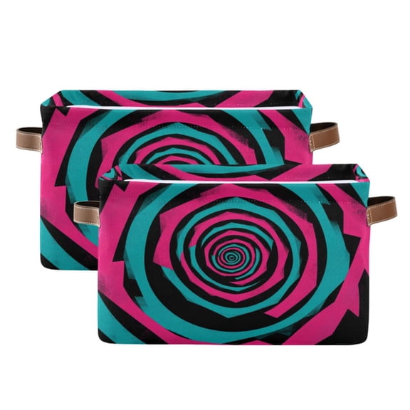 Intricate Spiral Pattern Foldable Storage Basket,Canvas Fabric Foldable Storage Bins with Handles Open Home Storage Bins Boxes for Toy Book Shelf Closet Baskets
