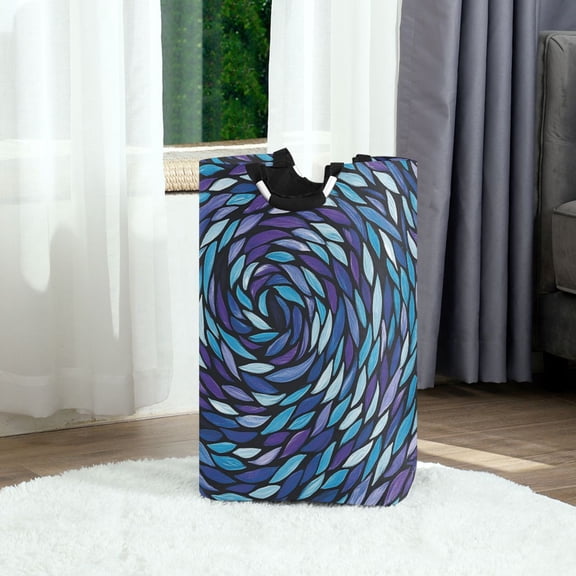 Intricate Spirals Foldable Laundry Hamper 12.6x11x22.7in with Handles for Bathroom Bedroom Storage