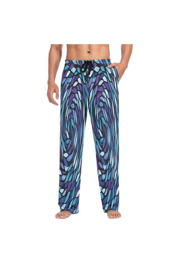Intricate Spirals Mens Cotton Pajama Pants Long Staple Lightweight Sleep Bottoms with Pockets Breathable