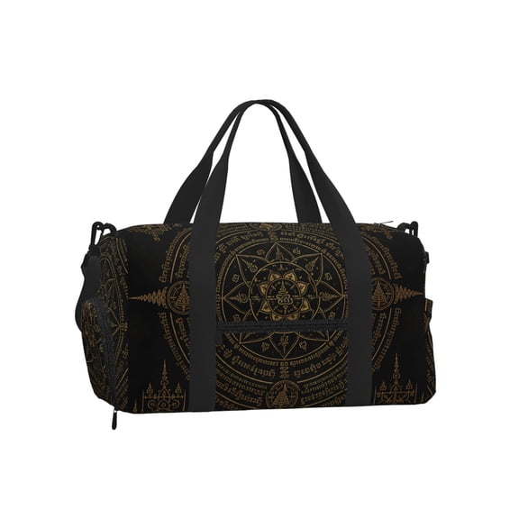 Intricate Thai Symbol Series Sports Duffel Bag with Shoe Compartment Travel Crossbody Bag for Gym Yoga Dance