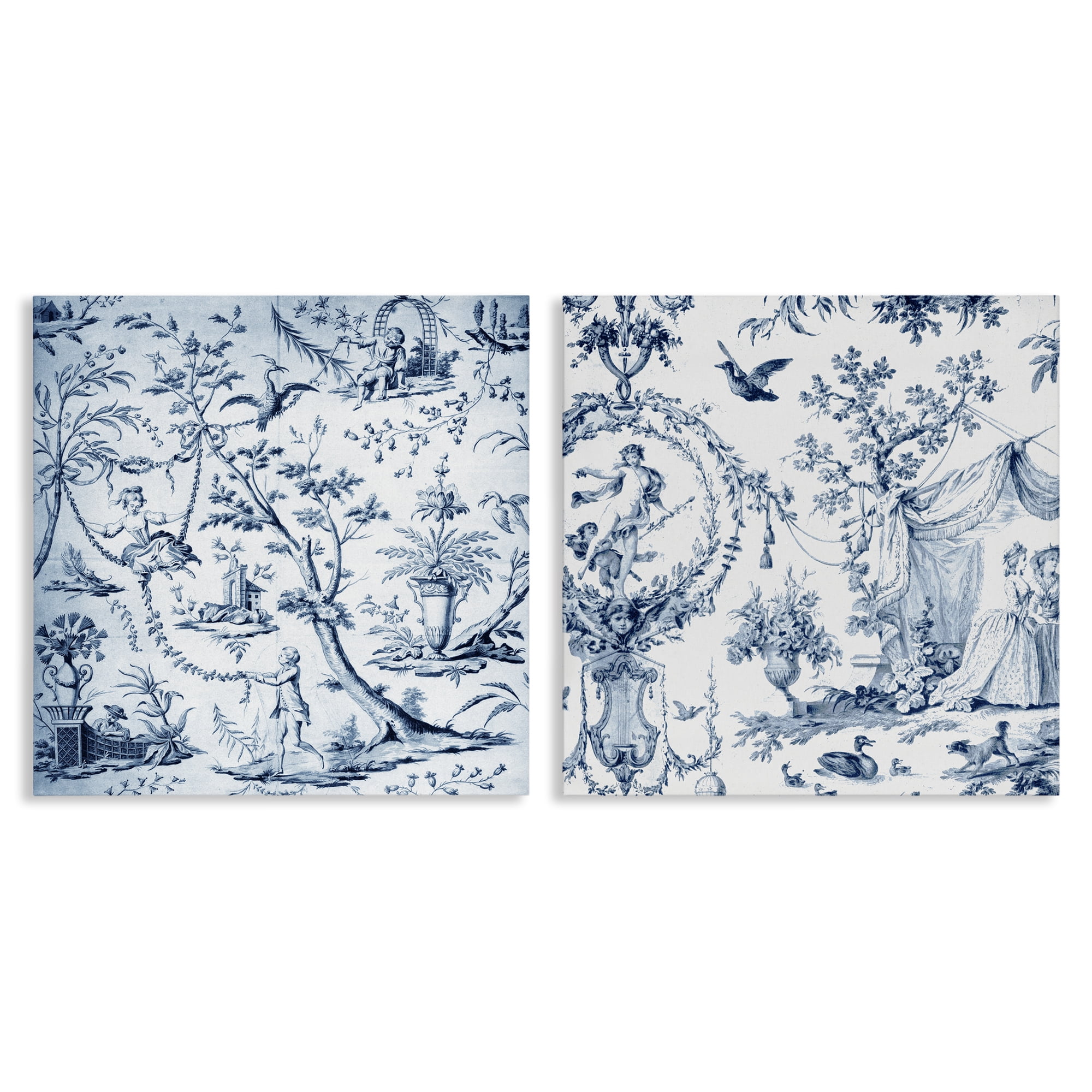 Intricate Toile Scenery 2 Piece Canvas Wall Art Set, design by Vintage Hustle
