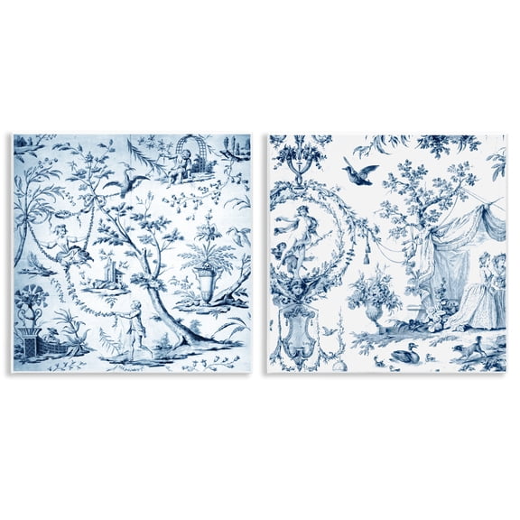 Intricate Toile Scenery 2 Piece Wall Plaque Art Set, design by Vintage Hustle