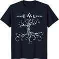thumbnail image 1 of Intricate Tree Design Graphic on Black T-Shirt Unique Swirling Roots & Branches, 1 of 5