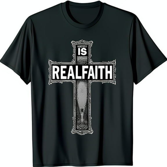 Intricate White Graphic Black T-Shirt Bold IS FAITH Design