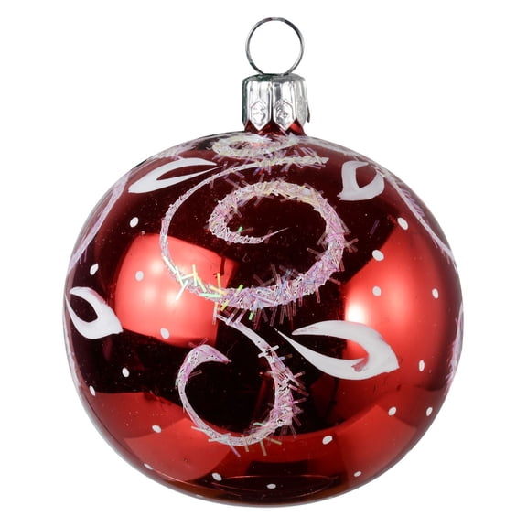 "Intrigue" Glass Christmas Ball Ornament (red, glossy)