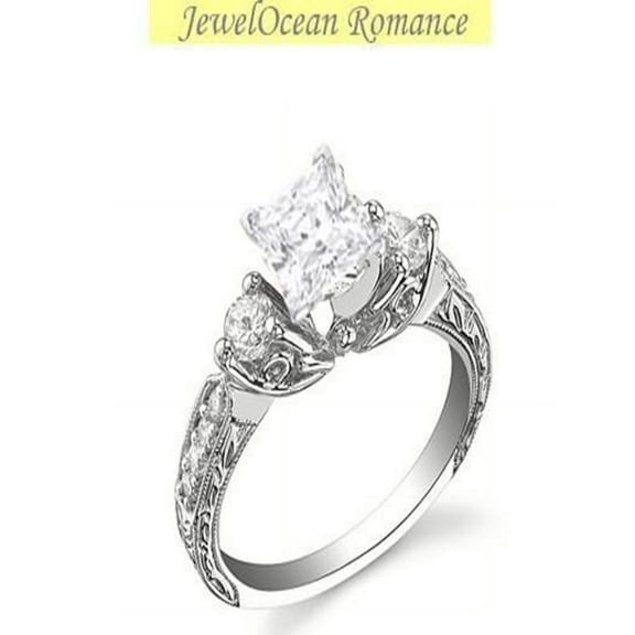 Intriguing Antique Diamond Engagement ring 1.00 Carat Princess Cut Diamond on 10k White Gold