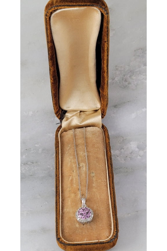 Intriguing Pink Sapphire and Diamond Necklace in 10K