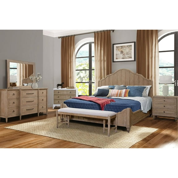 Intriguing Queen Panel Bed In Bewitching Sand Finish - Transitional Casual Bedroom Seductive