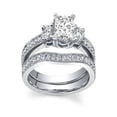 thumbnail image 1 of Intriguing Three Stone Diamond Bridal Set 1 Carat Princess Cut Diamond on 10k Gold, 1 of 3