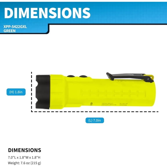 Intrinsically Safe Flashlight w/Green Laser - 3 AA (not Included) - Green