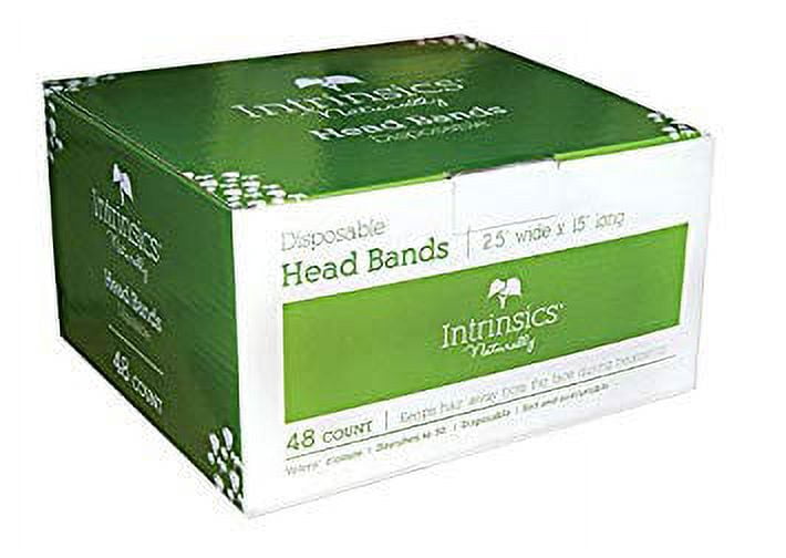 Intrinsics 400656 48 ct. Disposable Head Bands, 2.5” wide x 15” long, white