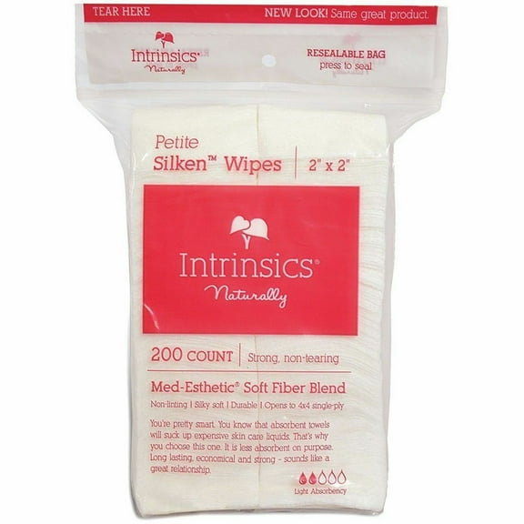 Intrinsics Petite Silken Wipes - 2"x2", 4-ply Blend of Soft Fibers, 200 Count