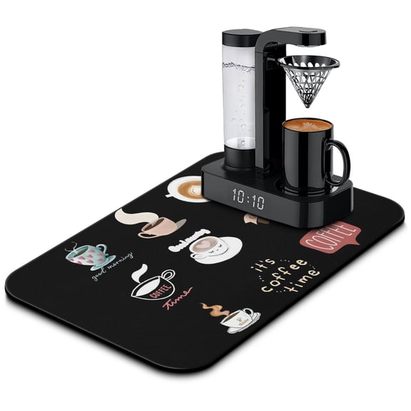 Introduce Fun to Kitchen with Coffee Machine Mat - Espresso Tray for Coffee Bar, Under Coffee Pot Mat, 19.5x12in Coffee Drying Mat; Kitchen Counter Drying Pad