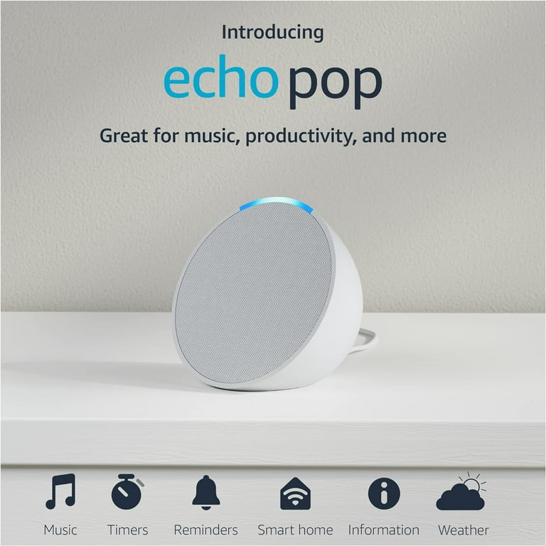Echo Pop, Full sound compact Wi-Fi & Bluetooth smart speaker with Alexa,  Use your voice to control s