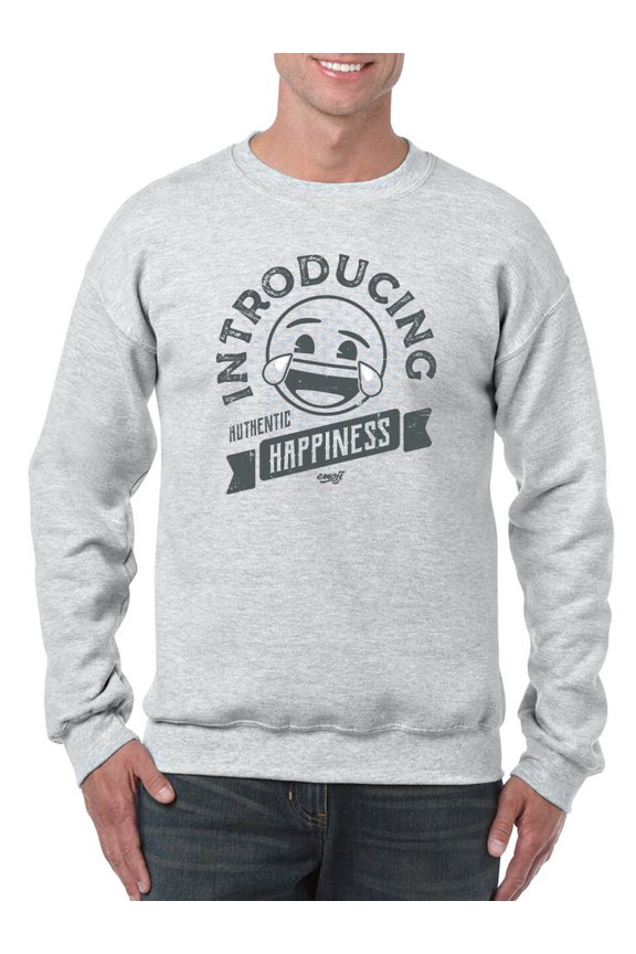 Introducing Happiness - Retro Laughing Emoji Men's Sweatshirt
