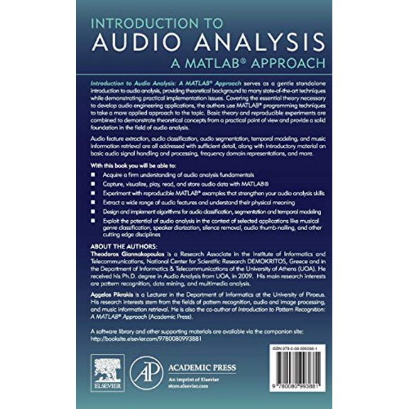Pre-Owned Introduction to Audio Analysis: A MATLAB Approach Paperback