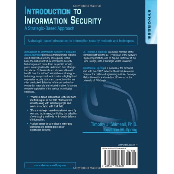 Pre-Owned Introduction to Information Security : A Strategic-Based Approach (Paperback) 9781597499699