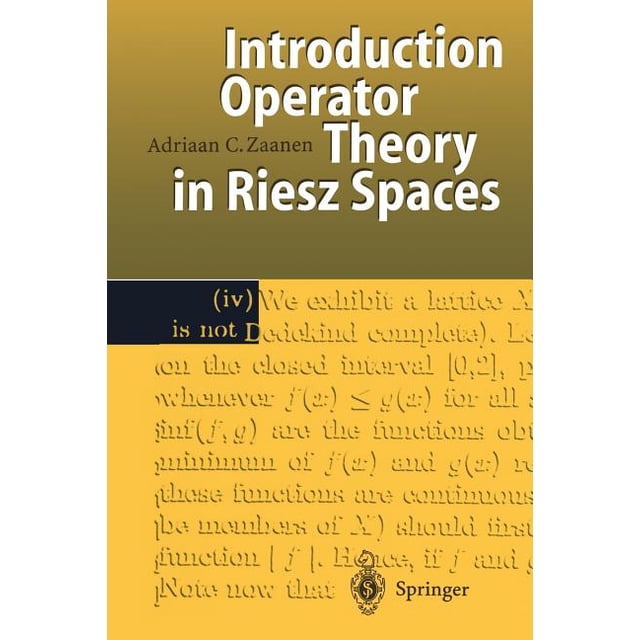 Introduction to Operator Theory in Riesz Spaces, (Paperback) - Walmart ...