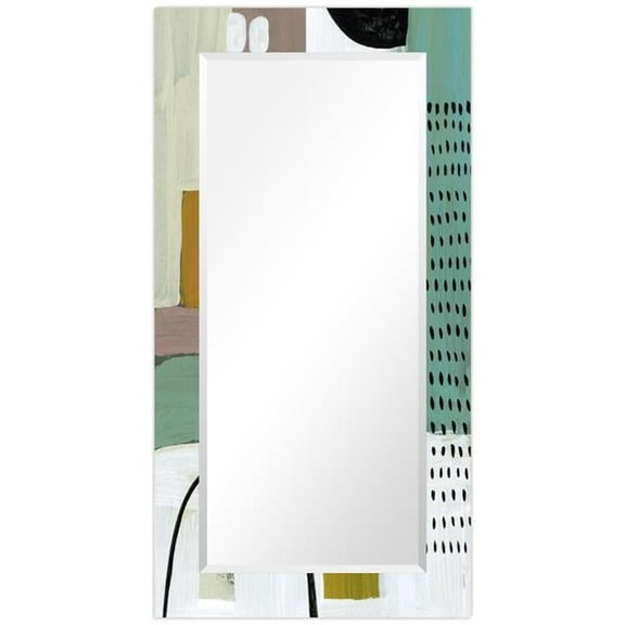 'Introductions'Rectangular Beveled Mirror on Free Floating Printed Tempered Art Glass