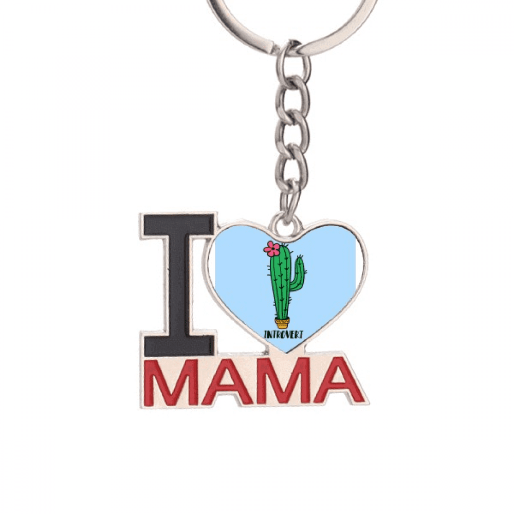 Introvert Cactus Art Deco Fashion Keychain Metal Keyring Holder Love ...