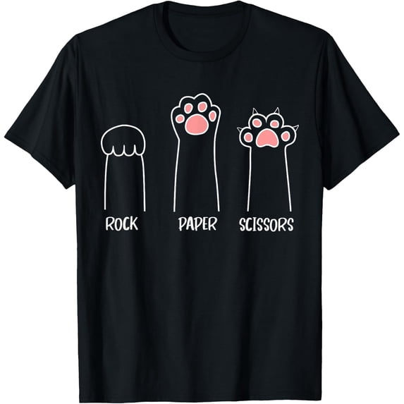 Introvert Cat Animal Rescue Pet Lover Apparel Rock Paper Scissors Hand Game Cute Paw Funny Cat T-Shirt