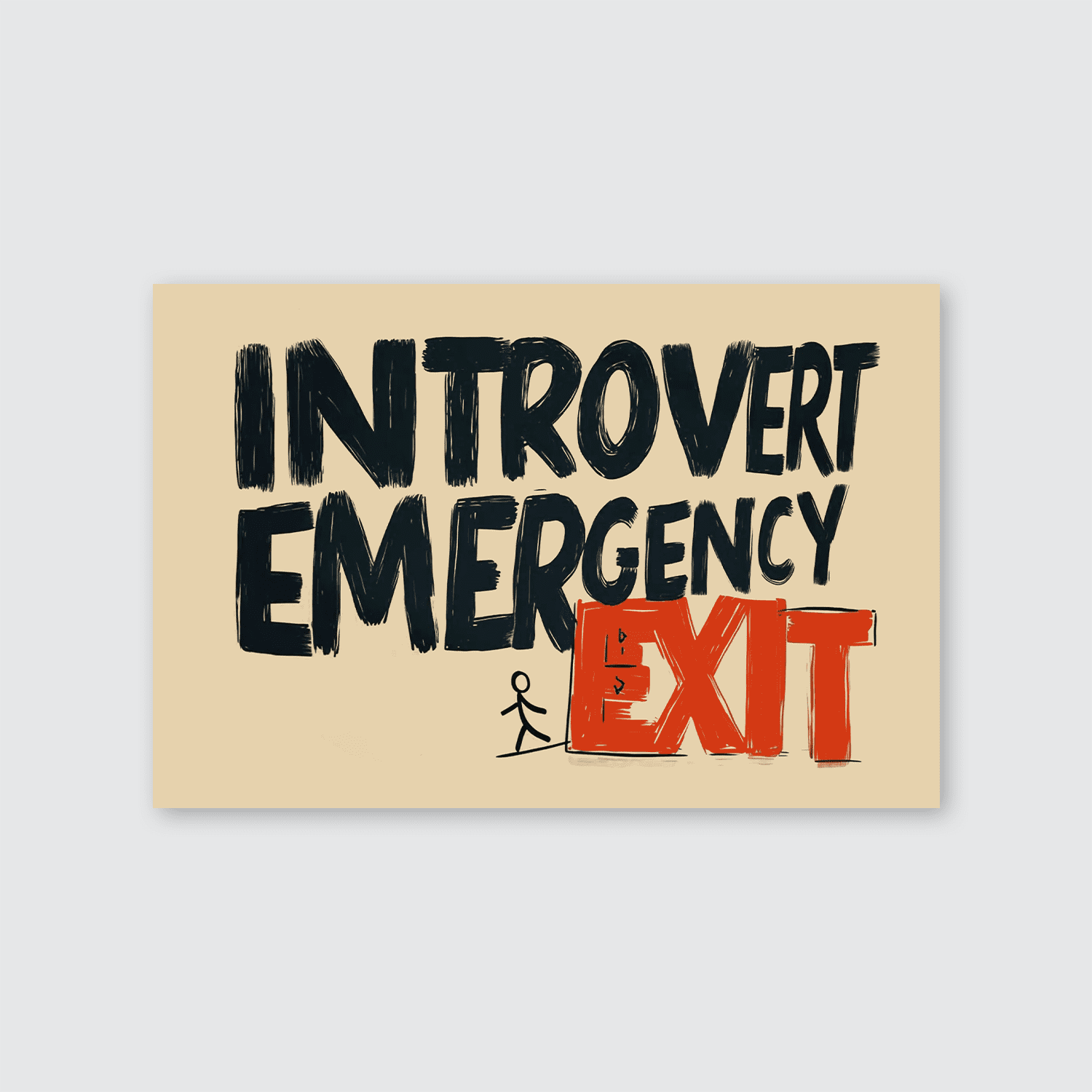 Exit Sign Humor Introvert Emergency Exit Poster, Funny Office Wall Art, Office Humor ...