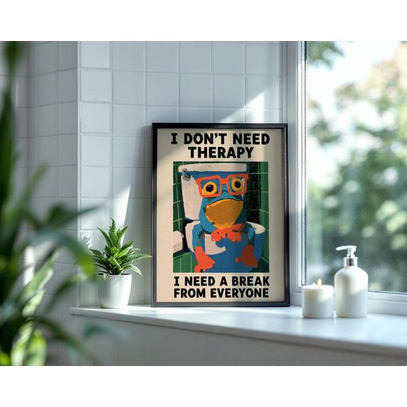 Introvert Quote Bathroom Wall Art Print, Unframed Paper Poster 24x36in