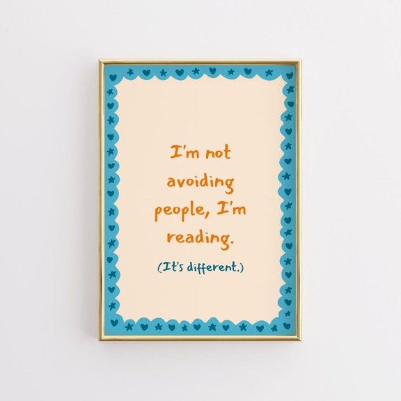 Introvert Reading Book Lover Quote Poster Unframed Paper Print