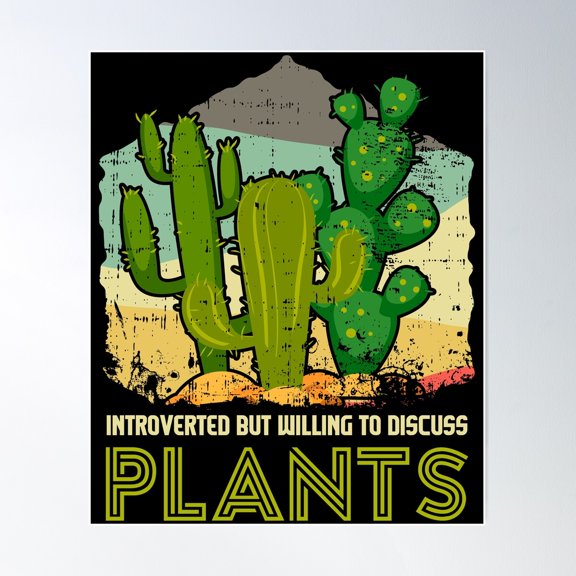 Introverted But Happy To Talk Plants Garden Gift Idea Graphic Poster Wall Art, Modern Wall Decor For Living Room Bedroom, 8x12 UNFRAMED