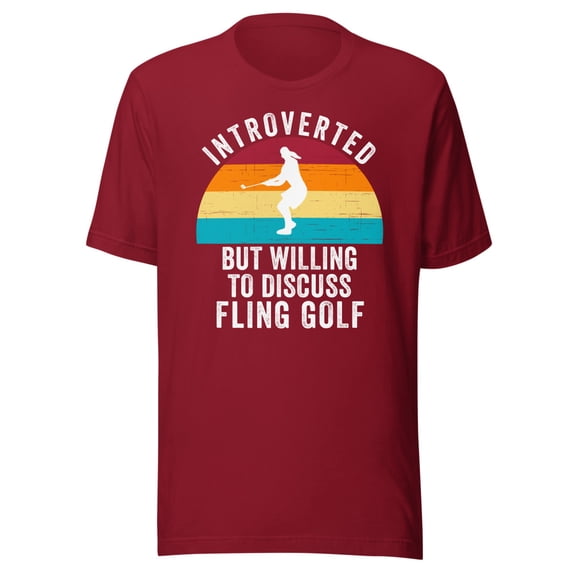 Introverted But Willing To Discuss Fling Golf Shirt, Unisex, Funny Vintage Fling Golf, Funny Fling Golf Shirt, Fling Golf Life Shirt, Fling Golf Lover Shirt (Cardinal, S)