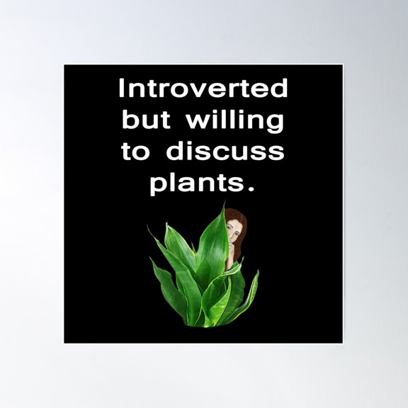 Introverted But Willing To Discuss Plants White Lettering Poster Wall Art, Modern Wall Decor For Living Room Bedroom, 24x24 UNFRAMED