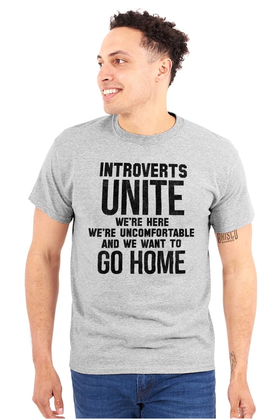 Introverts Unite Here Uncomfortable Plus Size Crewneck Graphic Tee Shirt Brisco Brands 3X