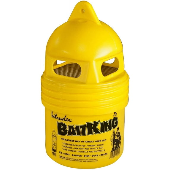 Intruder BaitKing, Live Bait Bucket, Use Trolling, Floating or Even Ice Fishing, Screened Top, Small, 11-inch x 6.25-inch