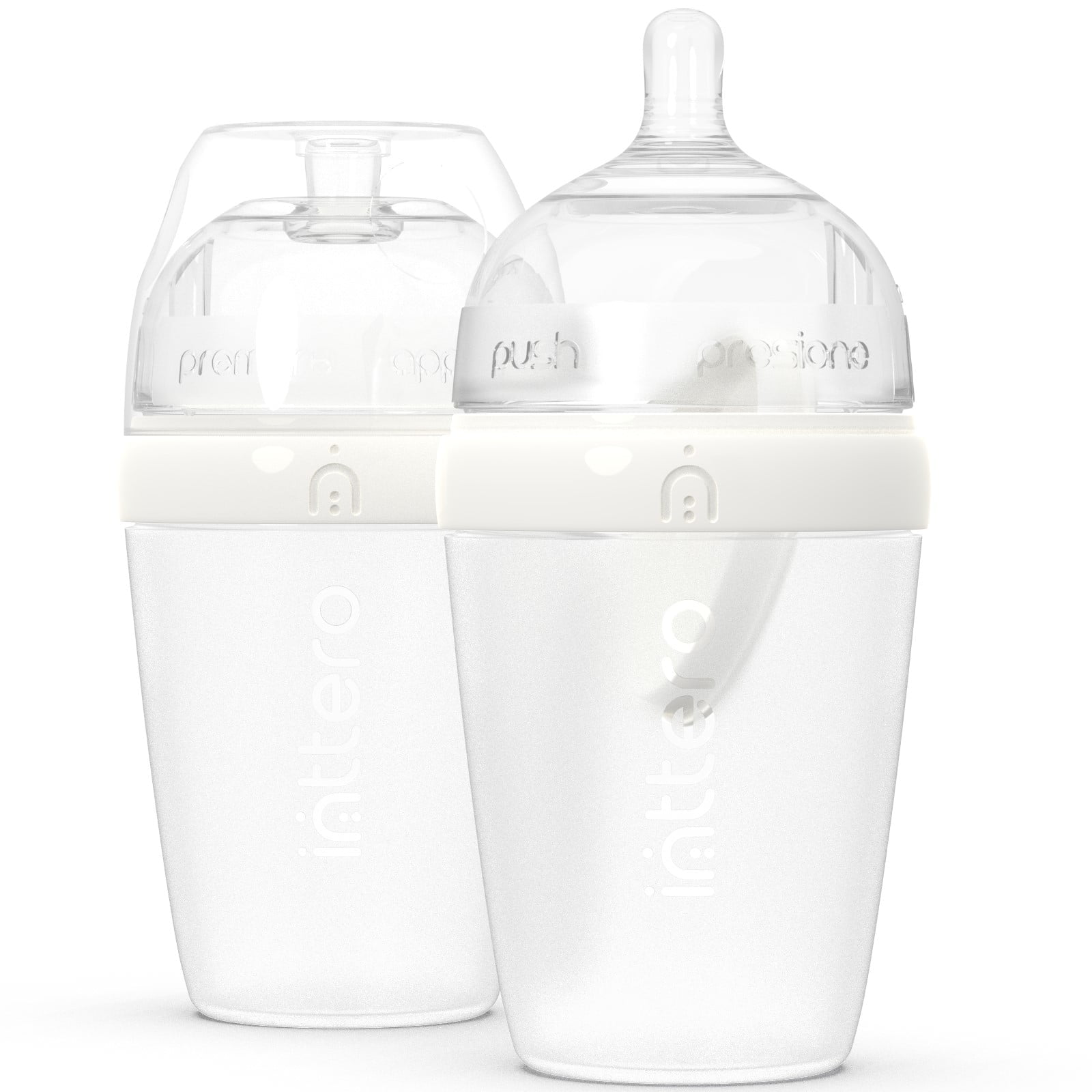 Inttero Pre-loadable Anti-Colic Baby Bottle, 9oz, 2-Pack, Stylish