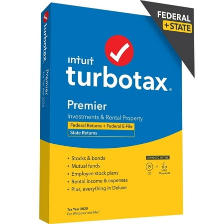 Intuit - TurboTax Premier Federal + E-File + State 2020 (1-User) - Mac, Windows