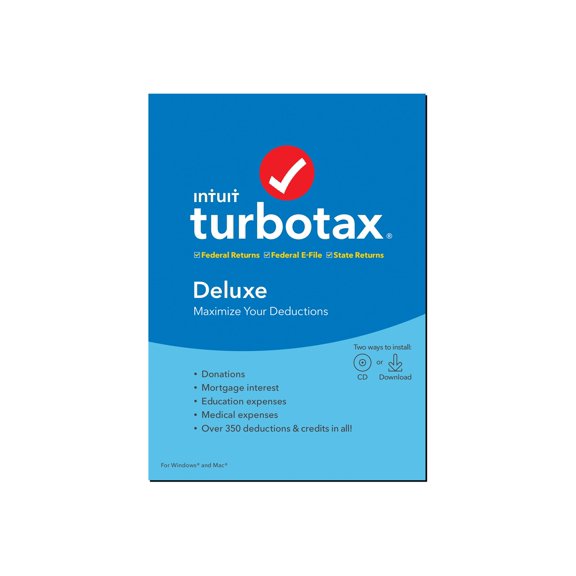 Intuit Deluxe Fed and E-File State 2019 for 1 User 607312