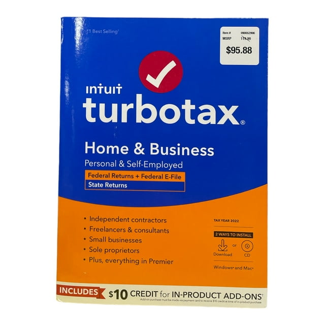 Intuit TurboTax 2022 Home & Business CD Federal & State Tax Returns