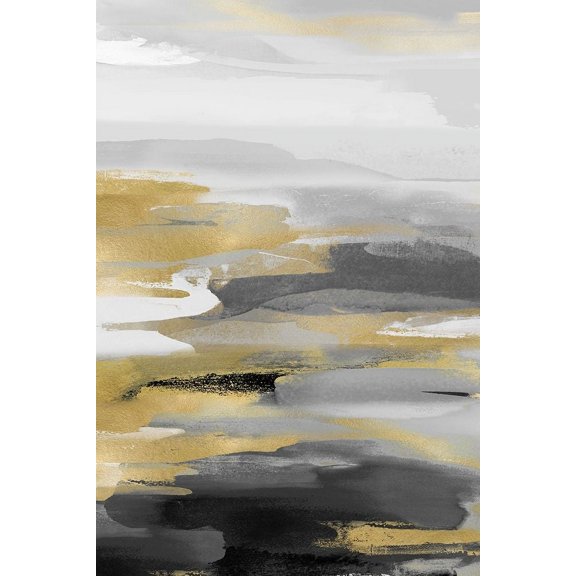 Intuition Black and Gold by Jackie Hanson (18 x 24)
