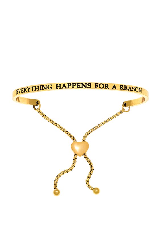 Stainless Steel EVERYTHING HAPPENS FOR A REASON Diamond Accent Adjustable Bracelet